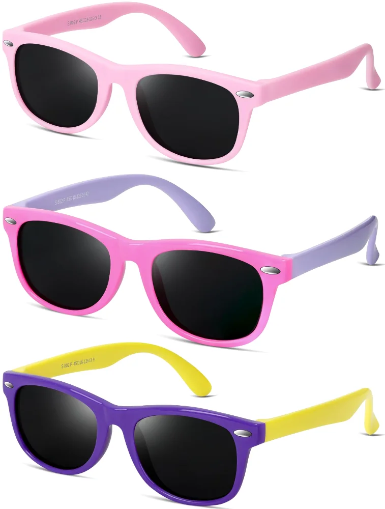 BEALER Kids Flex BL8002 Three-Pack G3, Pink, Pink/Lavender and Purple/Yellow