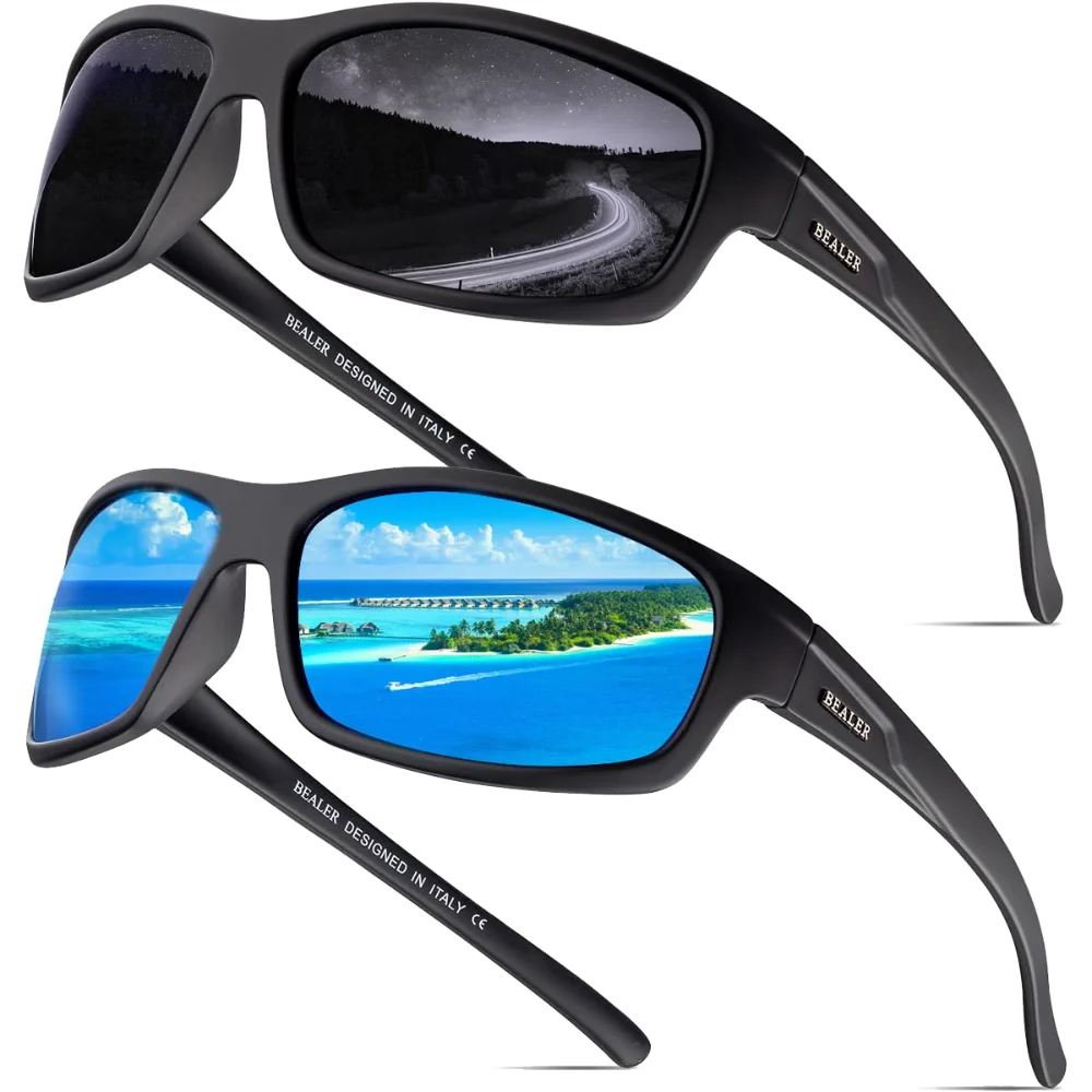 BEALER Sport Wrap BL6608 Two-Pack Z02, Matte Black/Grey and Matte Black/Blue