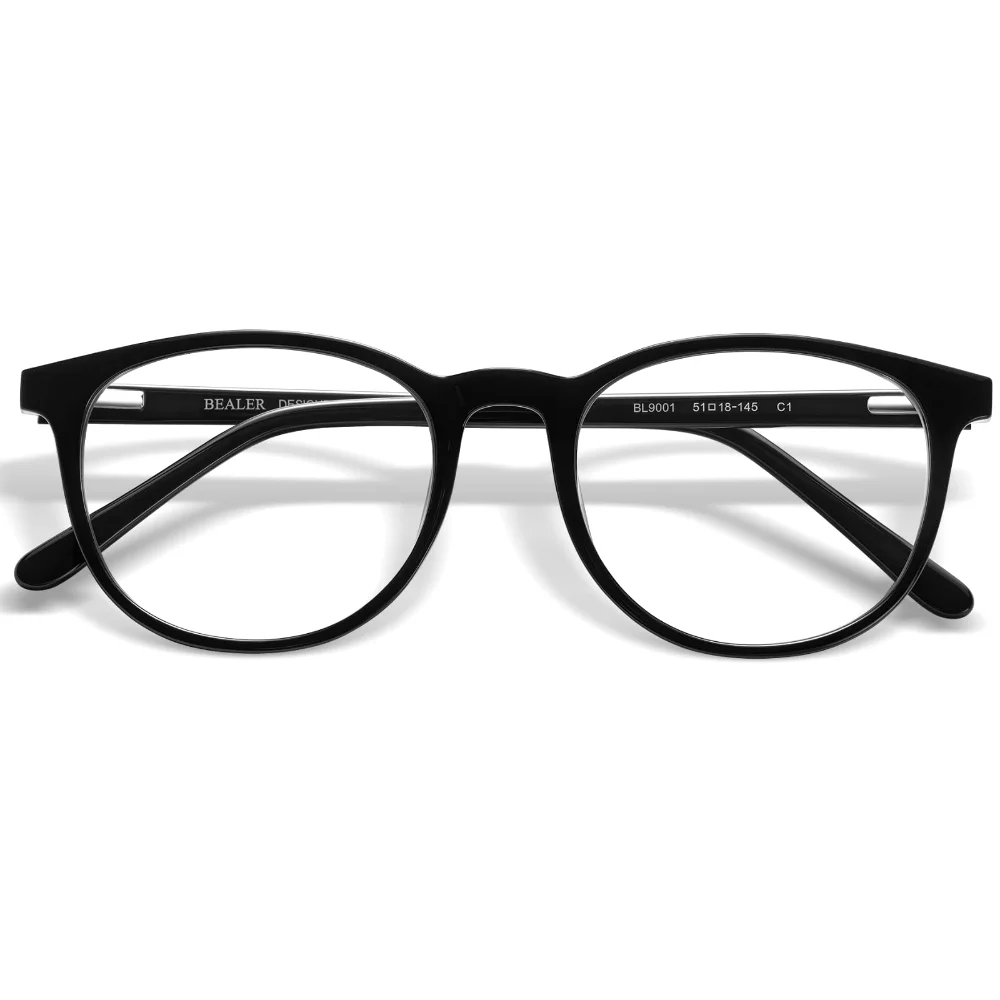 BEALER Round Screen Glasses BL9001 B4, Shiny Black