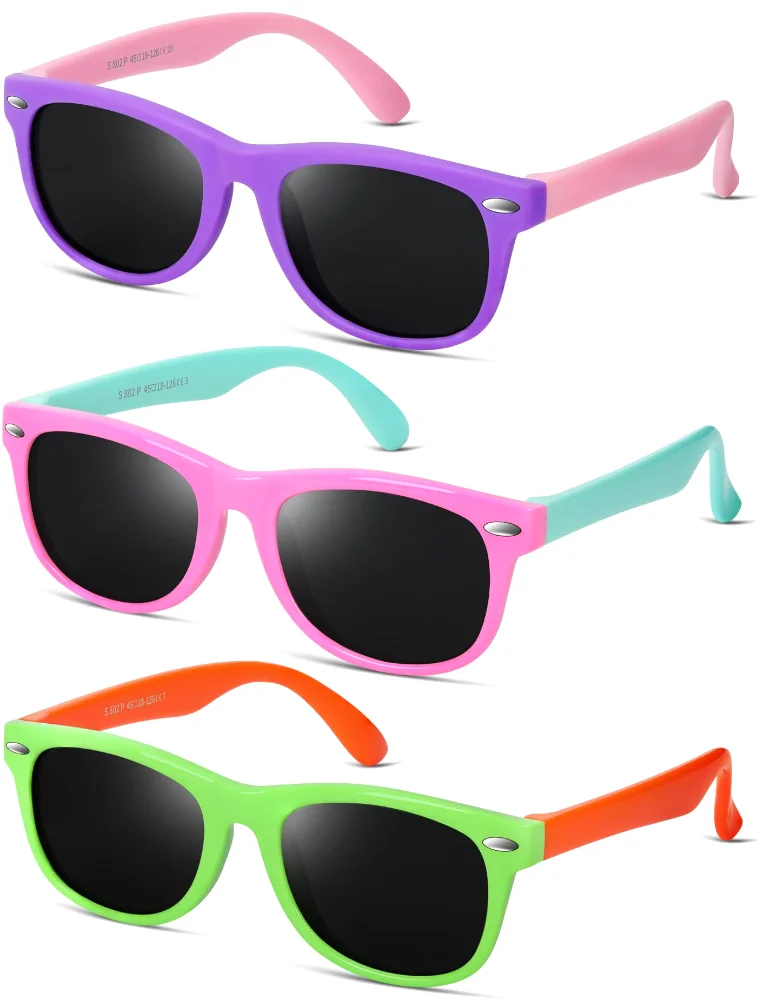 BEALER Kids Flex BL8002 Three-Pack M2, Purple/Pink, Pink/Cyan and Green/Orange