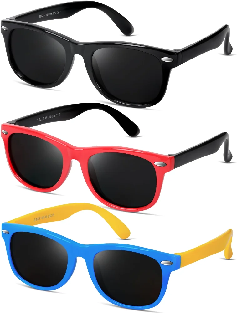 BEALER Kids Flex BL8002 Three-Pack B3, Glossy Black, Red/Black and Blue/Yellow