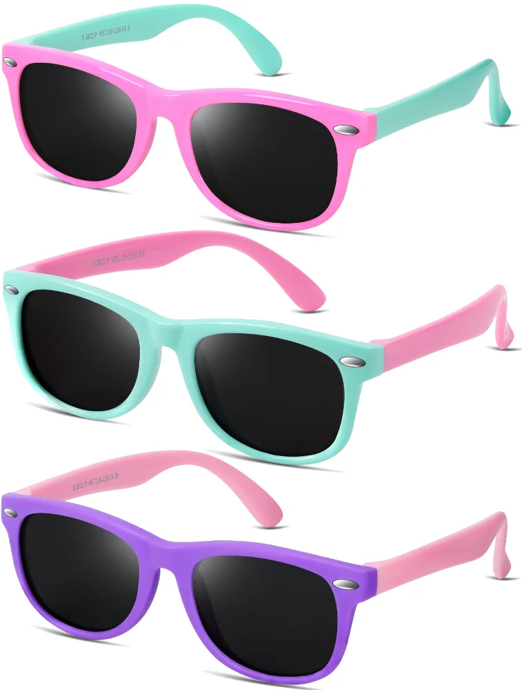BEALER Kids Flex BL8002 Three-Pack G2, Pink/Cyan, Cyan/Pink and Purple/Pink