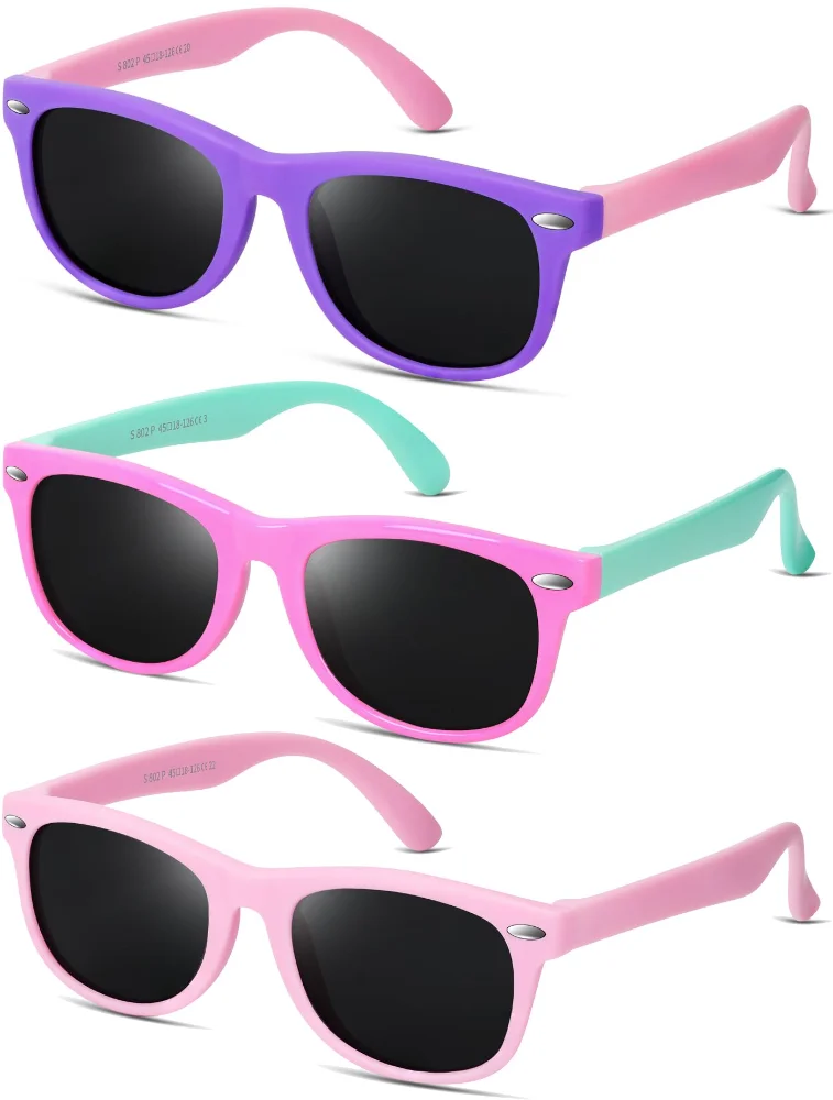 BEALER Kids Flex BL8002 Three-Pack G1, Purple/Pink, Pink/Cyan and Pink
