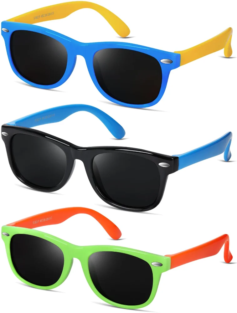 BEALER Kids Flex BL8002 Three-Pack B2, Blue/Yellow, Black/Blue and Green/Orange