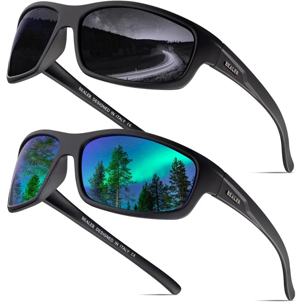 BEALER Sport Wrap BL6608 Two-Pack Z04, Matte Black/Grey and Matte Black/Green