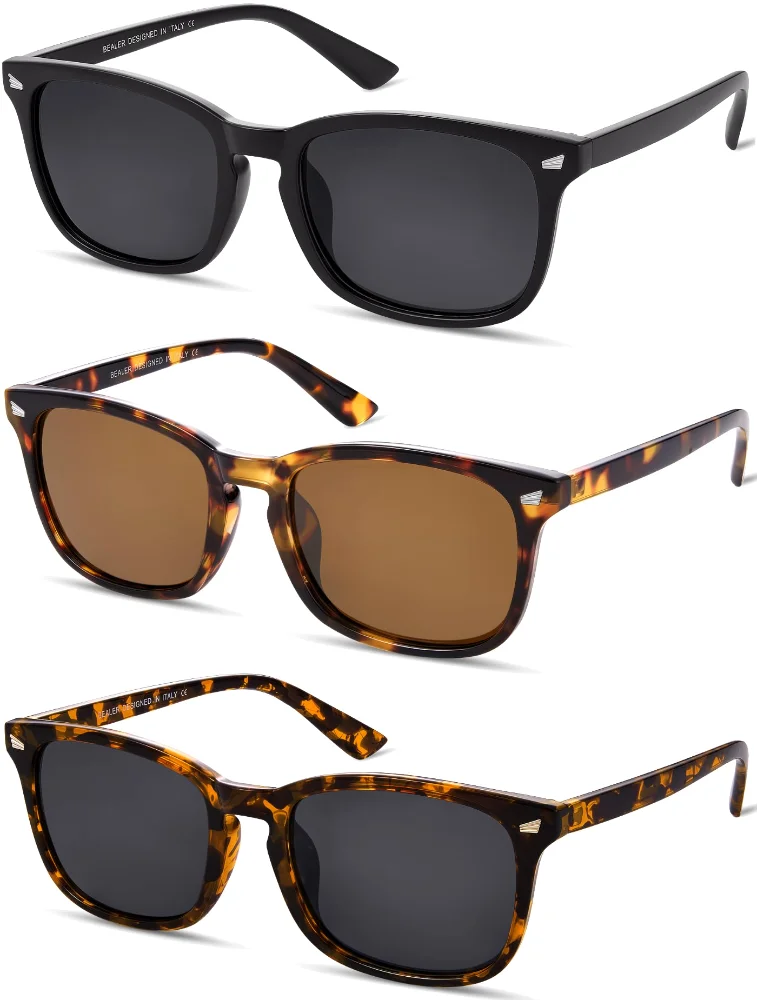 BEALER Retro Rectangle Three-Pack A5, Matte Black, Tortoise and Orange Tortoise